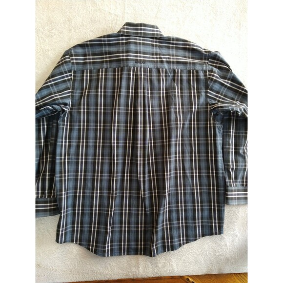 Ariat Pro Series Button Down Western Shirt Men's Size XL Vented Blue Black Plaid - Picture 8 of 10
